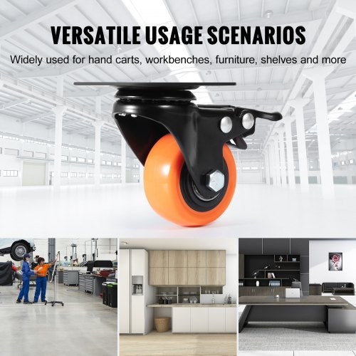 Caster Wheels 2inch Swivel Plate Casters Set of 4 with Security Dual