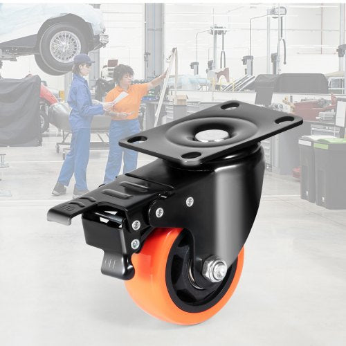 Caster Wheels 3inch Swivel Plate Casters Set of 4 with Security AB