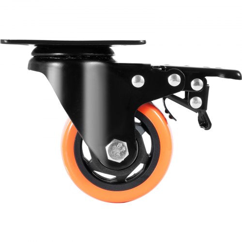 Caster Wheels 3inch Swivel Plate Casters Set of 4 with Security AB