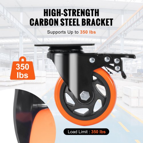 Caster Wheels 4inch Swivel Plate Casters Set of 4 with Security AB