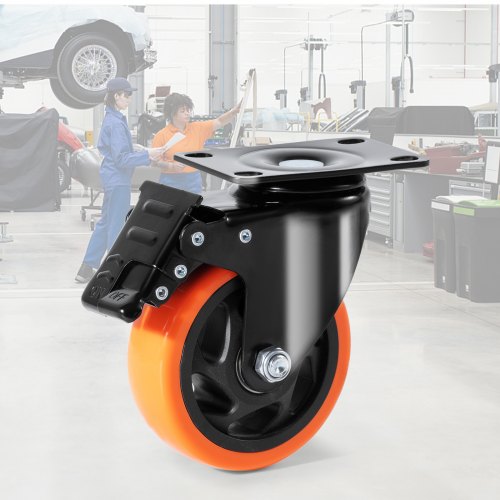 Caster Wheels 4inch Swivel Plate Casters Set of 4 with Security AB