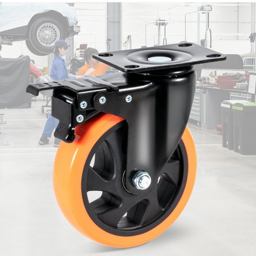 Caster Wheels 5inch Swivel Plate Casters Set of 4 with Security AB