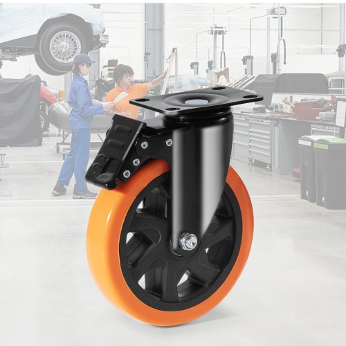 Caster Wheels 6inch Swivel Plate Casters Set of 4 with Security AB