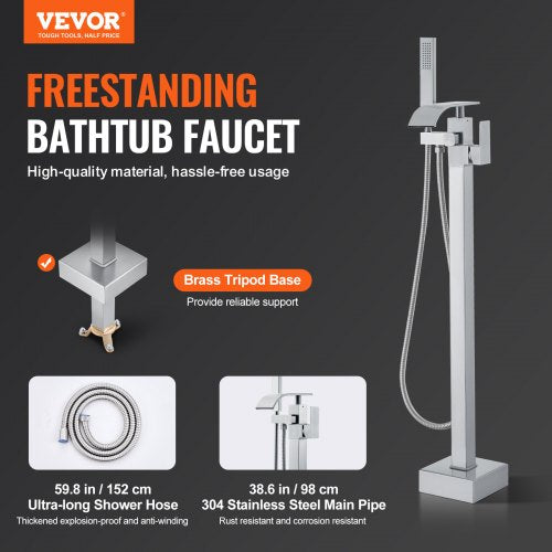Freestanding Bathtub Faucet Floor Mount Freestanding Tub Filler Shower