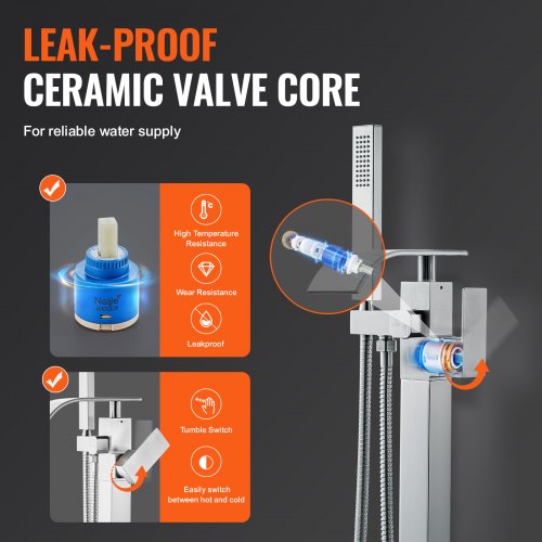 Freestanding Bathtub Faucet Floor Mount Freestanding Tub Filler Shower