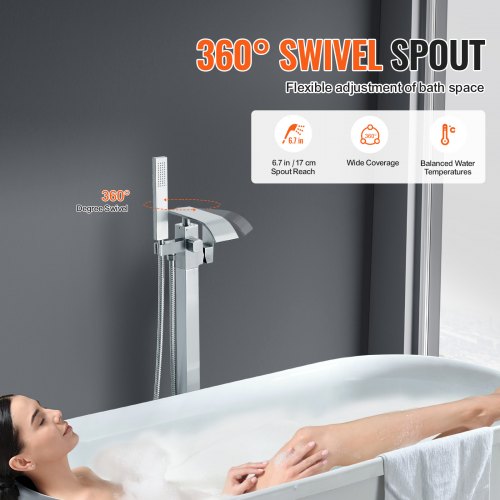 Freestanding Bathtub Faucet Floor Mount Freestanding Tub Filler Shower