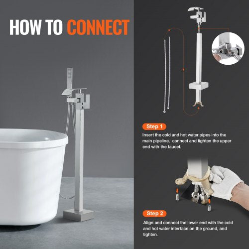 Freestanding Bathtub Faucet Floor Mount Freestanding Tub Filler Shower