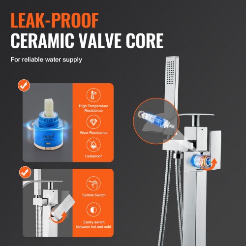 Freestanding Bathtub Faucet Floor Mount Freestanding Tub Filler Shower