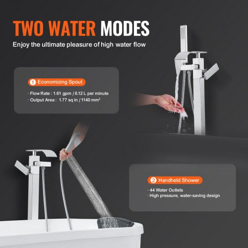 Freestanding Bathtub Faucet Floor Mount Freestanding Tub Filler Shower