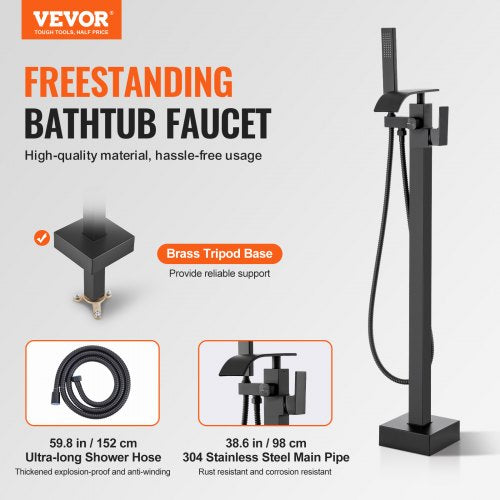 Freestanding Bathtub Faucet Floor Mount Freestanding Tub Filler Shower