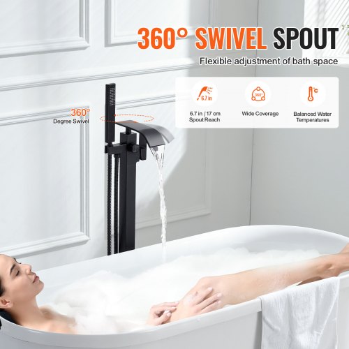 Freestanding Bathtub Faucet Floor Mount Freestanding Tub Filler Shower