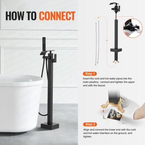Freestanding Bathtub Faucet Floor Mount Freestanding Tub Filler Shower