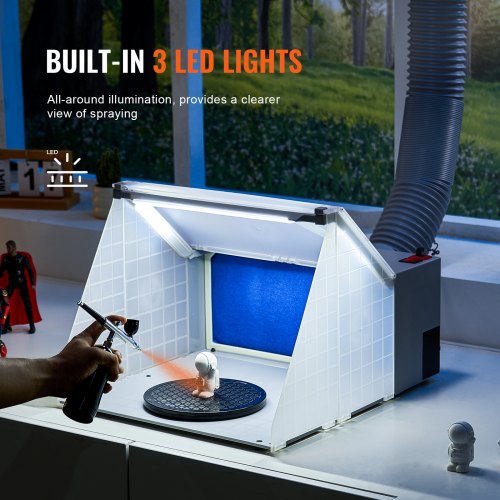 Airbrush Spray Booth Portable Hobby Airbrush Paint Spray Booth Kit with LED