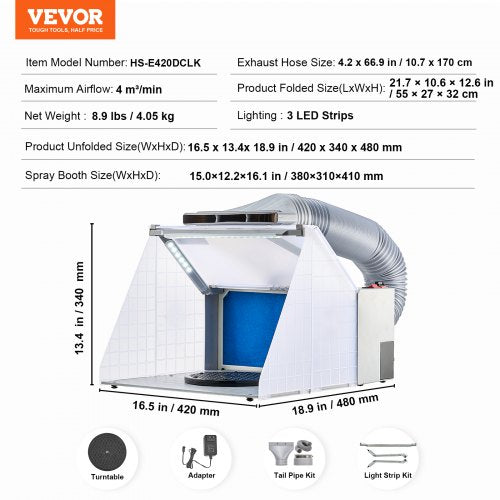 Airbrush Spray Booth Portable Hobby Airbrush Paint Spray Booth Kit with LED