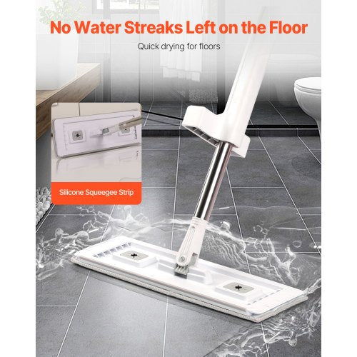 Flat Mop Self Wringing Microfiber Floor Mop with 4 Reusable Washable Mop