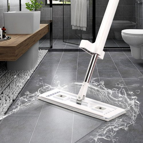 Flat Mop Self Wringing Microfiber Floor Mop with 4 Reusable Washable Mop