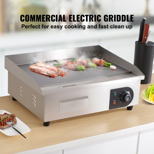 Commercial Electric Griddle 21 1600W Countertop Flat Top Grill Stainless