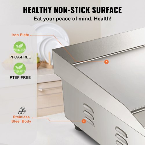 Commercial Electric Griddle 21 1600W Countertop Flat Top Grill Stainless