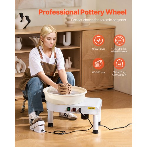 Pottery Wheel 14 in Ceramic Wheel Forming Machine 60300 RPM Speed