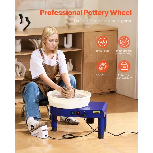 Pottery Wheel 14 in Ceramic Wheel Forming Machine 60300 RPM Speed