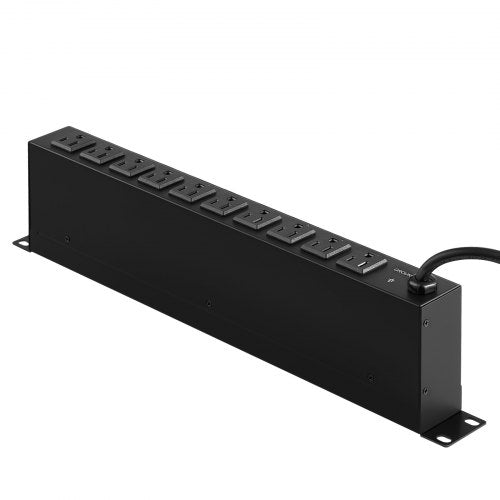 1U PDU 10 Outlets Rack Mount Power Strip Fits Standard 19 Server Racks