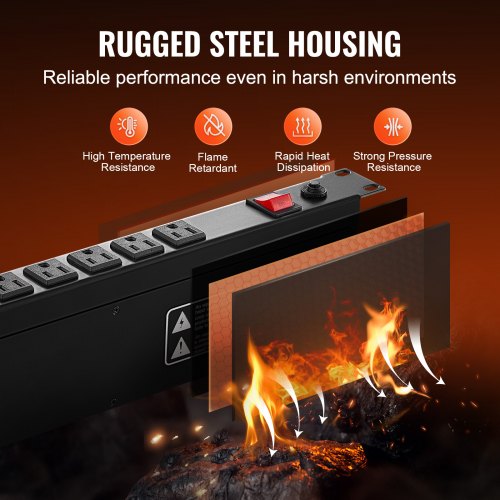 1U PDU 12 Outlets Rack Mount Power Strip Fits Standard 19 Server Racks