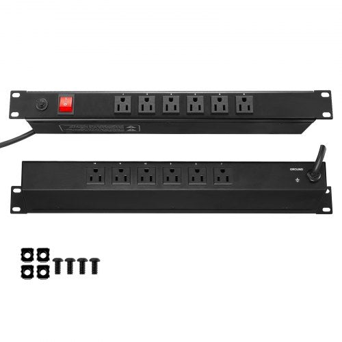 1U PDU 12 Outlets Rack Mount Power Strip Fits Standard 19 Server Racks