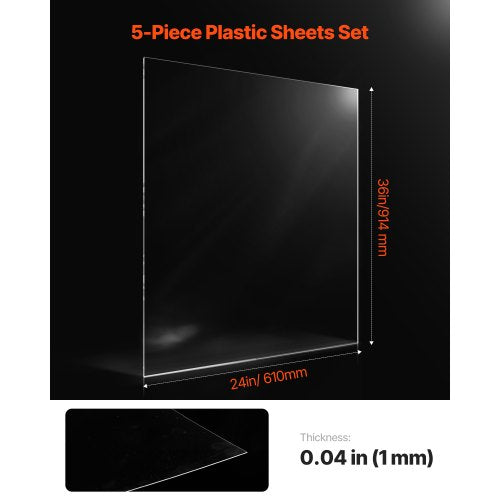 PETPlexiglass Sheets 5Pack Plastic Sheet 24 x 36 Inch 004 Inch Thick