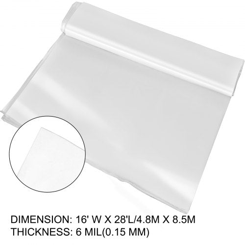Greenhouse Film 16 x 28 ft Greenhouse Polyethylene Film 6 Mil Thickness
