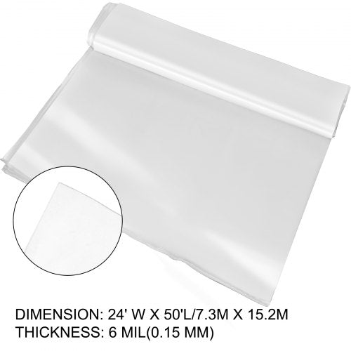 Greenhouse Film 24 x 50 ft Greenhouse Polyethylene Film 6 Mil Thickness