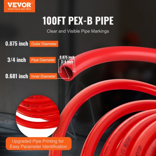 PEX Pipe 34 Inch 100 Feet Length PEXB Flexible Pipe Tubing for Potable