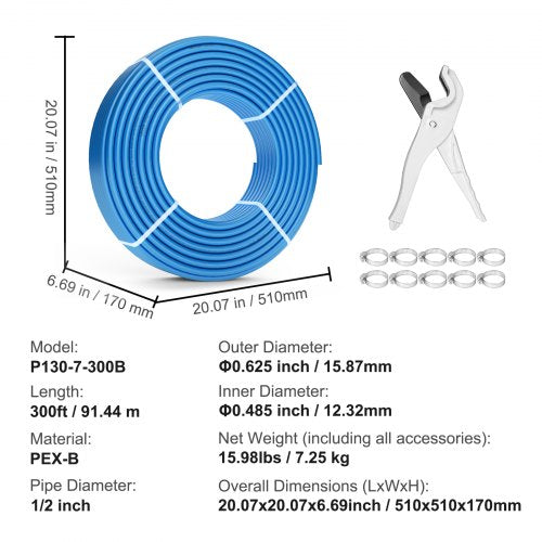 PEX Pipe 12 Inch 300 Feet Length PEXB Flexible Pipe Tubing for Potable