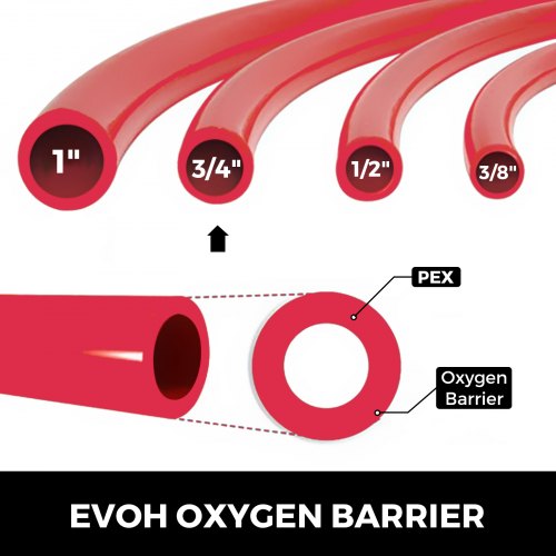 34 X 500Ft PEX Tubing Oxygen Barrier O2 EVOH PexB Red Hydronic Radiant