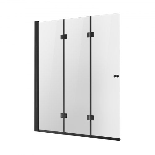 Bathtub Shower Door 51 in W x 56 in H Frameless Foldable Hinged Shower
