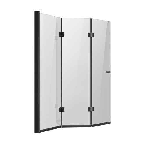 Bathtub Shower Door 51 in W x 56 in H Frameless Foldable Hinged Shower