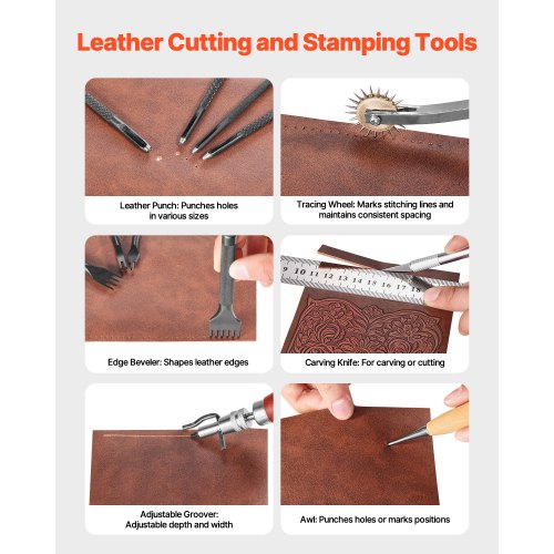 Leather Working Tools Kit 38 PCS Leather Craft Tools with Portable Canvas