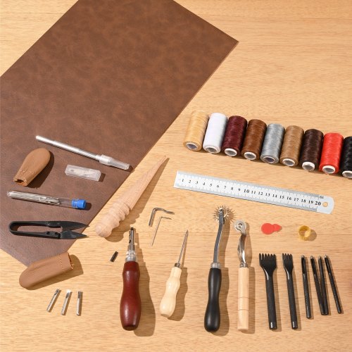 Leather Working Tools Kit 38 PCS Leather Craft Tools with Portable Canvas