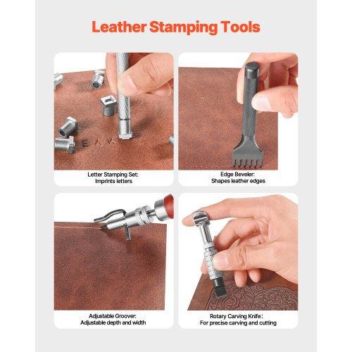 Leather Working Tools Kit 61 PCS Leather Craft Tools with Portable Canvas