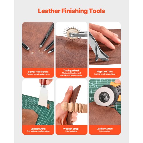 Leather Working Tools Kit 61 PCS Leather Craft Tools with Portable Canvas
