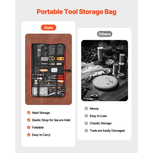 Leather Working Tools Kit 61 PCS Leather Craft Tools with Portable Canvas