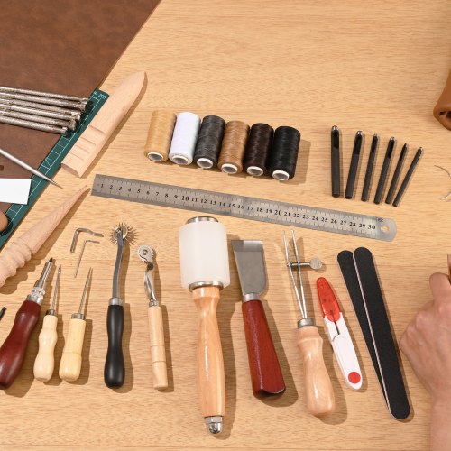 Leather Working Tools Kit 59 PCS Leather Craft Tools with Portable Canvas