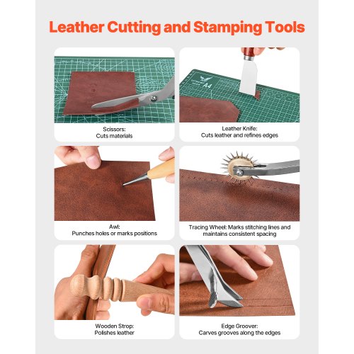 Leather Working Tools Kit 72 PCS Leather Craft Tools with Portable Leather