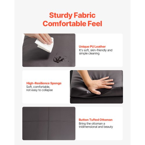 28 in Square Leather Ottoman with Storage Upholstered Tufted Button Coffee
