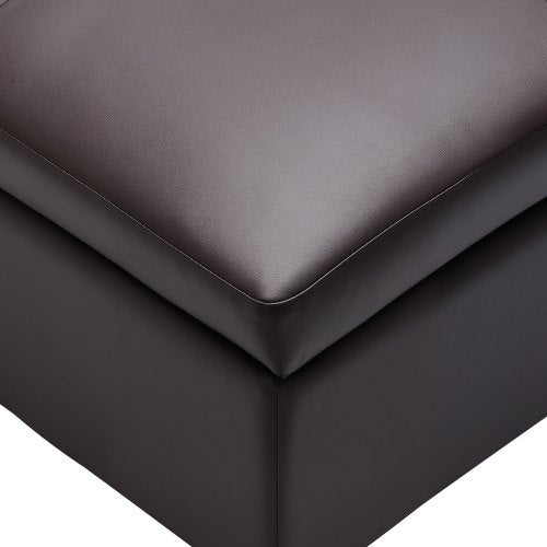 28 in Square Leather Ottoman with Storage Upholstered Tufted Button Coffee