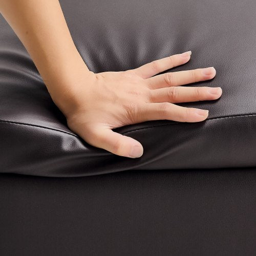 28 in Square Leather Ottoman with Storage Upholstered Tufted Button Coffee