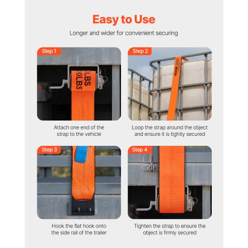 Winch Straps 4 in x 30 ft Truck Straps with Flat Hook 10 Pack Heavy Duty