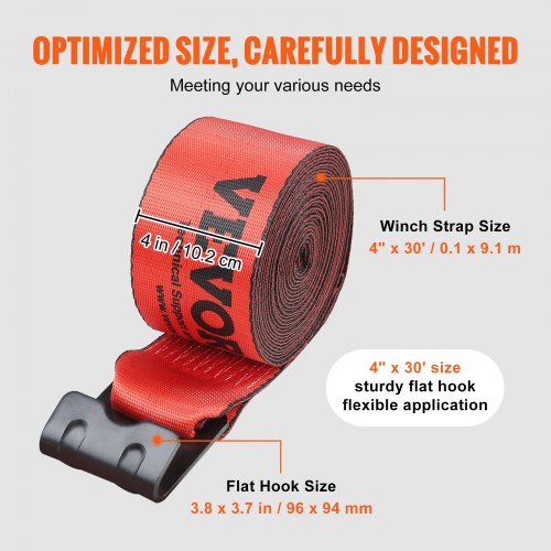 Winch Straps 4 x 30 6000 lbs Load Capacity 18000 lbs Breaking Strength