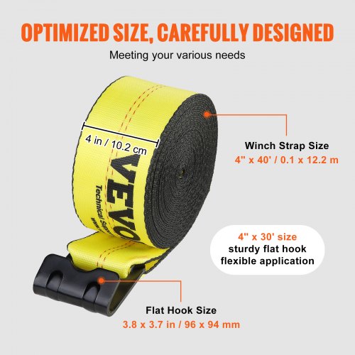 Winch Straps 4 x 40 6000 lbs Load Capacity 18000 lbs Break Strength