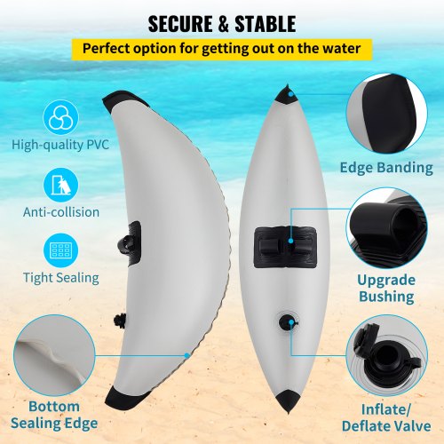 Kayak Outrigger Stabilizers 2 PCS PVC Inflatable Outrigger Float with Sidekick