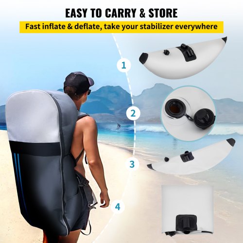 Kayak Outrigger Stabilizers 2 PCS PVC Inflatable Outrigger Float with Sidekick